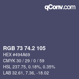 カラーコード: RGB 73 74.2 105 | qconv.com
