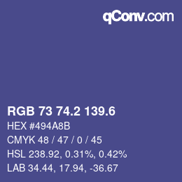 カラーコード: RGB 73 74.2 139.6 | qconv.com