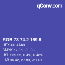 カラーコード: RGB 73 74.2 169.6 | qconv.com