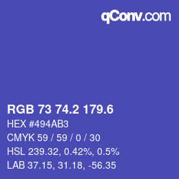 カラーコード: RGB 73 74.2 179.6 | qconv.com