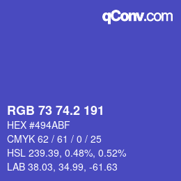Color code: RGB 73 74.2 191 | qconv.com