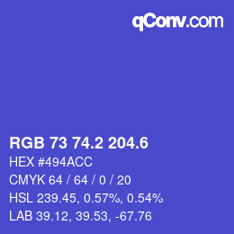 カラーコード: RGB 73 74.2 204.6 | qconv.com