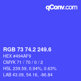 カラーコード: RGB 73 74.2 249.6 | qconv.com