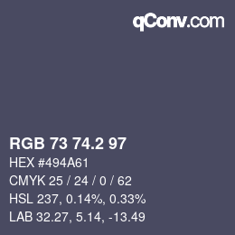 Color code: RGB 73 74.2 97 | qconv.com