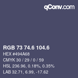 カラーコード: RGB 73 74.6 104.6 | qconv.com
