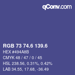 カラーコード: RGB 73 74.6 139.6 | qconv.com