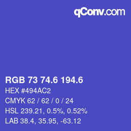 カラーコード: RGB 73 74.6 194.6 | qconv.com