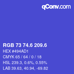 カラーコード: RGB 73 74.6 209.6 | qconv.com