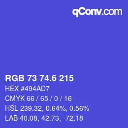カラーコード: RGB 73 74.6 215 | qconv.com