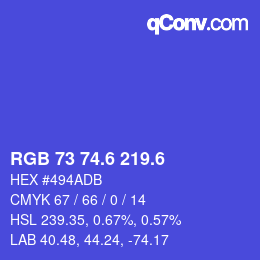 カラーコード: RGB 73 74.6 219.6 | qconv.com