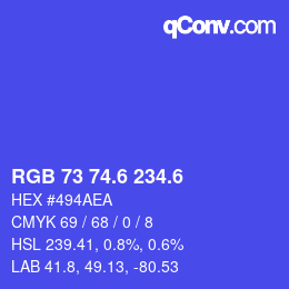 カラーコード: RGB 73 74.6 234.6 | qconv.com