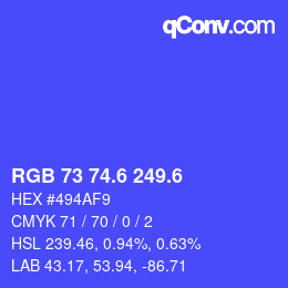カラーコード: RGB 73 74.6 249.6 | qconv.com