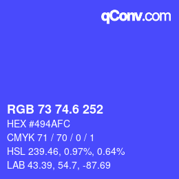 カラーコード: RGB 73 74.6 252 | qconv.com
