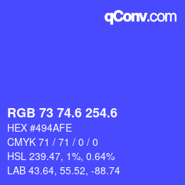 カラーコード: RGB 73 74.6 254.6 | qconv.com