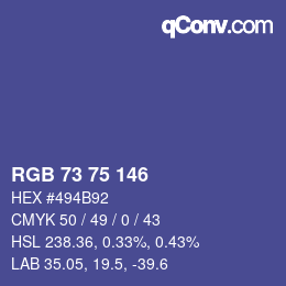 颜色代码: RGB 73 75 146 | qconv.com