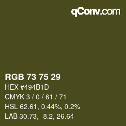 Farbcode: RGB 73 75 29 | qconv.com