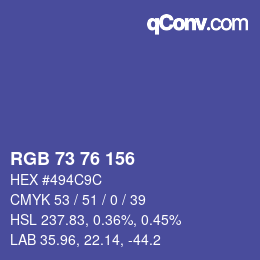 Color code: RGB 73 76 156 | qconv.com