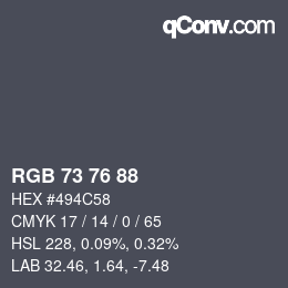 颜色代码: RGB 73 76 88 | qconv.com
