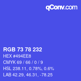 Color code: RGB 73 78 232 | qconv.com