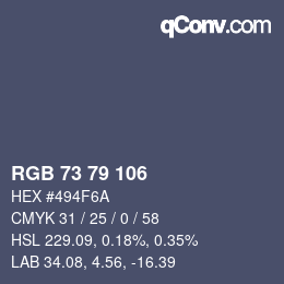 Color code: RGB 73 79 106 | qconv.com