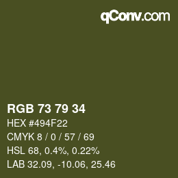 カラーコード: RGB 73 79 34 | qconv.com