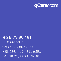 カラーコード: RGB 73 80 181 | qconv.com