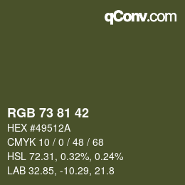 Color code: RGB 73 81 42 | qconv.com