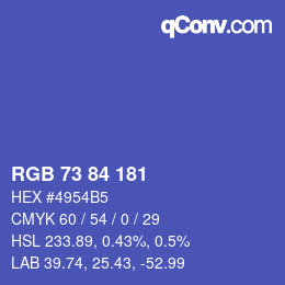 Color code: RGB 73 84 181 | qconv.com