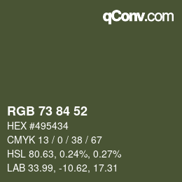 カラーコード: RGB 73 84 52 | qconv.com