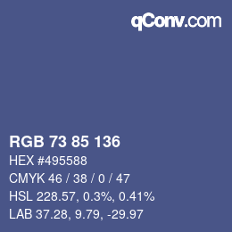 Código de color: RGB 73 85 136 | qconv.com