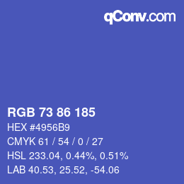 Color code: RGB 73 86 185 | qconv.com