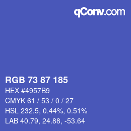 Color code: RGB 73 87 185 | qconv.com