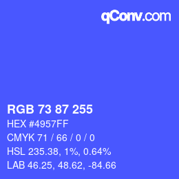 Color code: RGB 73 87 255 | qconv.com