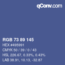 Color code: RGB 73 89 145 | qconv.com