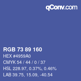 Color code: RGB 73 89 160 | qconv.com