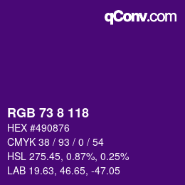 Color code: RGB 73 8 118 | qconv.com