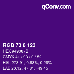 カラーコード: RGB 73 8 123 | qconv.com