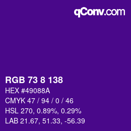 Color code: RGB 73 8 138 | qconv.com