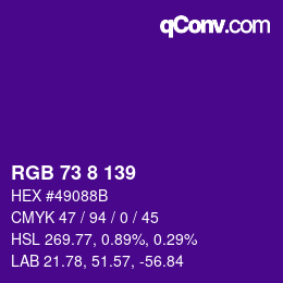 Color code: RGB 73 8 139 | qconv.com