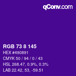 カラーコード: RGB 73 8 145 | qconv.com