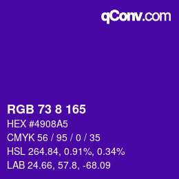 カラーコード: RGB 73 8 165 | qconv.com