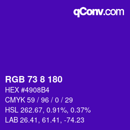 Color code: RGB 73 8 180 | qconv.com