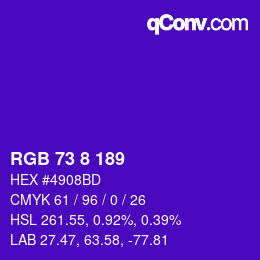 カラーコード: RGB 73 8 189 | qconv.com