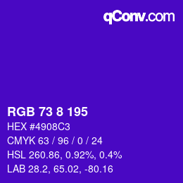 Color code: RGB 73 8 195 | qconv.com