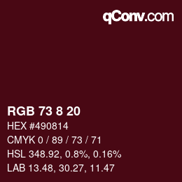 カラーコード: RGB 73 8 20 | qconv.com