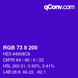 カラーコード: RGB 73 8 200 | qconv.com