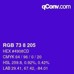 Color code: RGB 73 8 205 | qconv.com