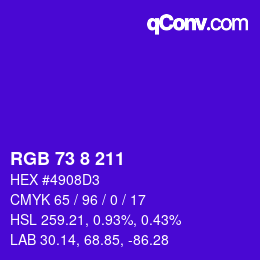 颜色代码: RGB 73 8 211 | qconv.com