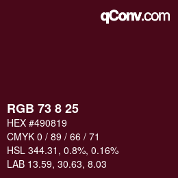 カラーコード: RGB 73 8 25 | qconv.com