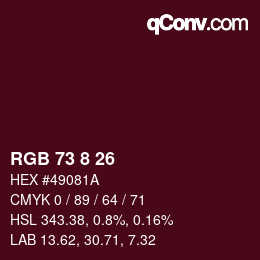 カラーコード: RGB 73 8 26 | qconv.com